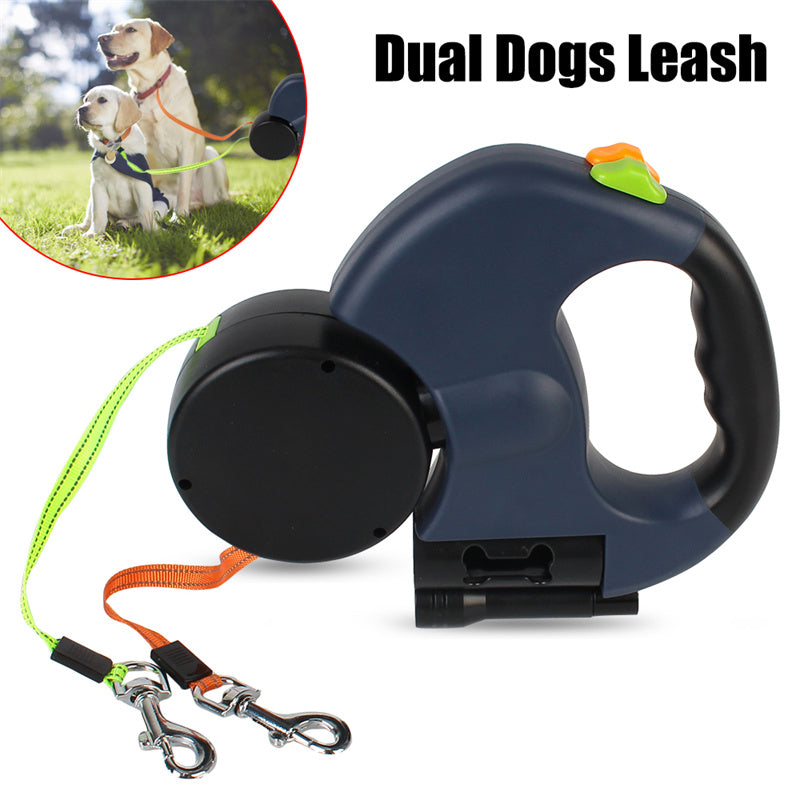 Retractable Dog Leash For Reflective Dual Pets Leash Lead 360 Swivel