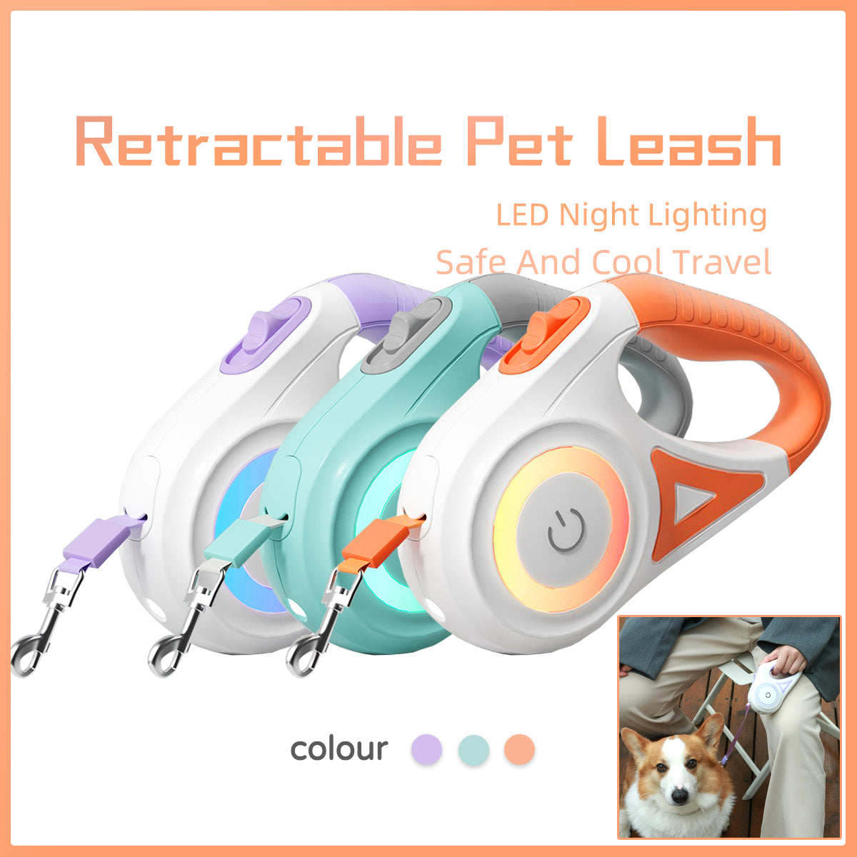 Dog Leash Retractable Leash And Dog Collar Spotlight Traction Rope