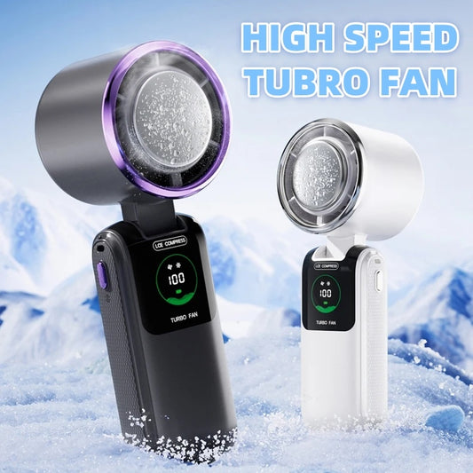 New Ice Pack High-Speed Handheld Electric Fan Speed Adjustable Folding