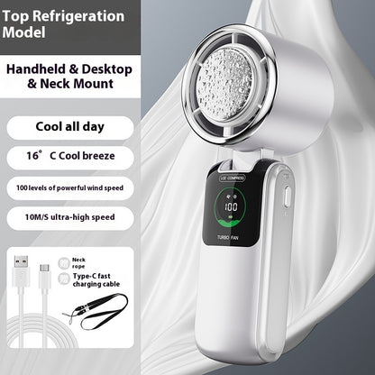 New Ice Pack High-Speed Handheld Electric Fan Speed Adjustable Folding