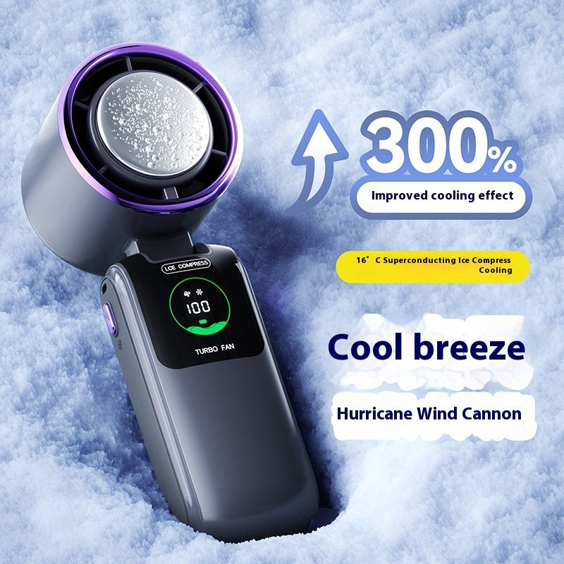 New Ice Pack High-Speed Handheld Electric Fan Speed Adjustable Folding