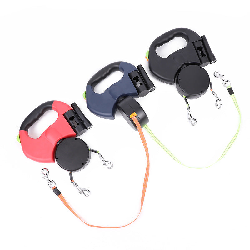 Retractable Dog Leash For Reflective Dual Pets Leash Lead 360 Swivel