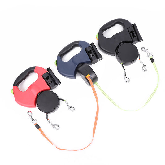 Retractable Dog Leash For Reflective Dual Pets Leash Lead 360 Swivel