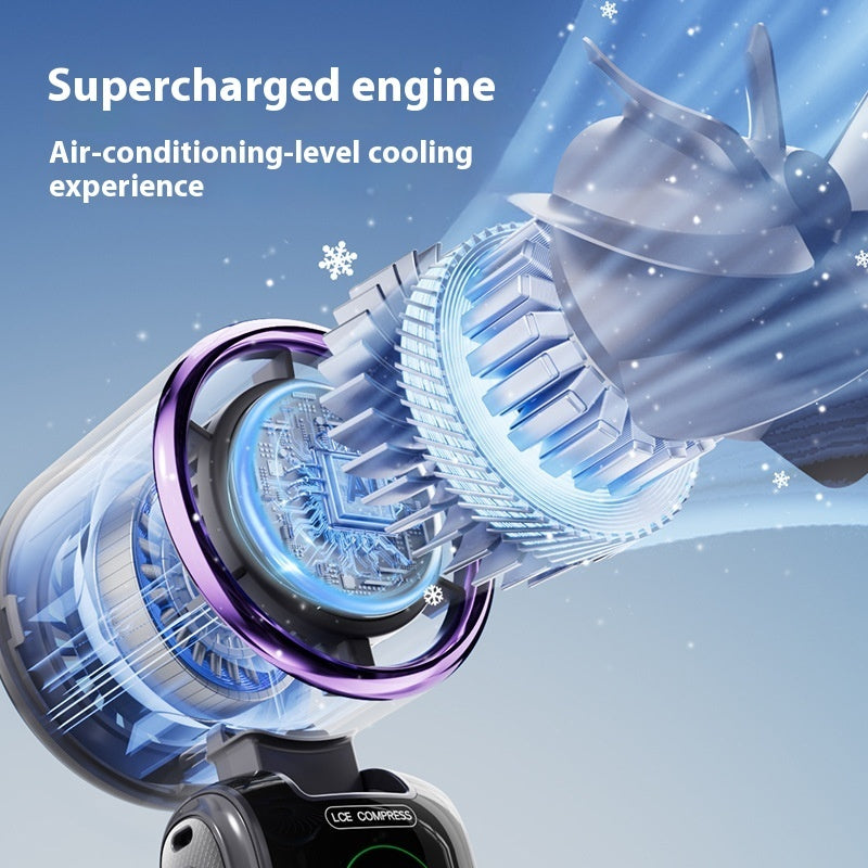 New Ice Pack High-Speed Handheld Electric Fan Speed Adjustable Folding